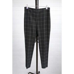 Kasper Women's Black Windowpane Stripes High Waisted Dress Pant 8
